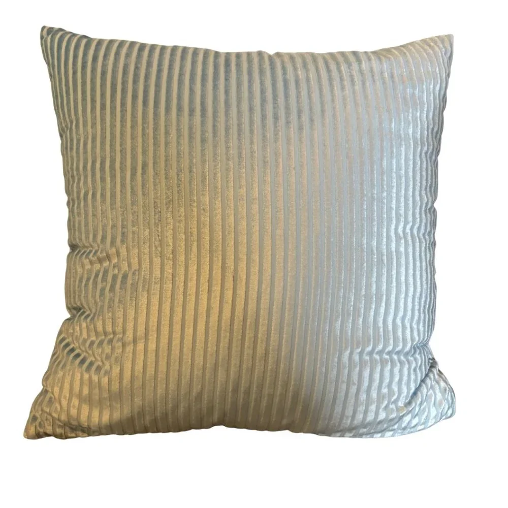 Anthropologie Ribbed Velvet Decorative Pillow Light Blue Cozy Plush – 22x22 2Set